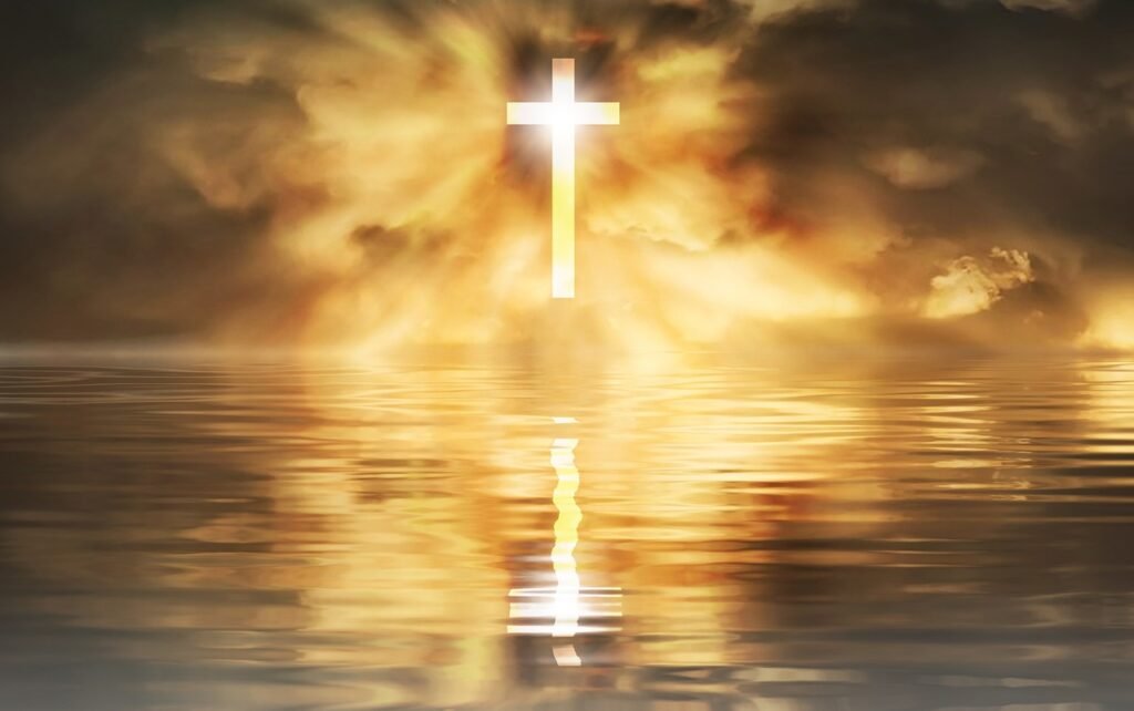 cross, lake, sunset-3643027.jpg